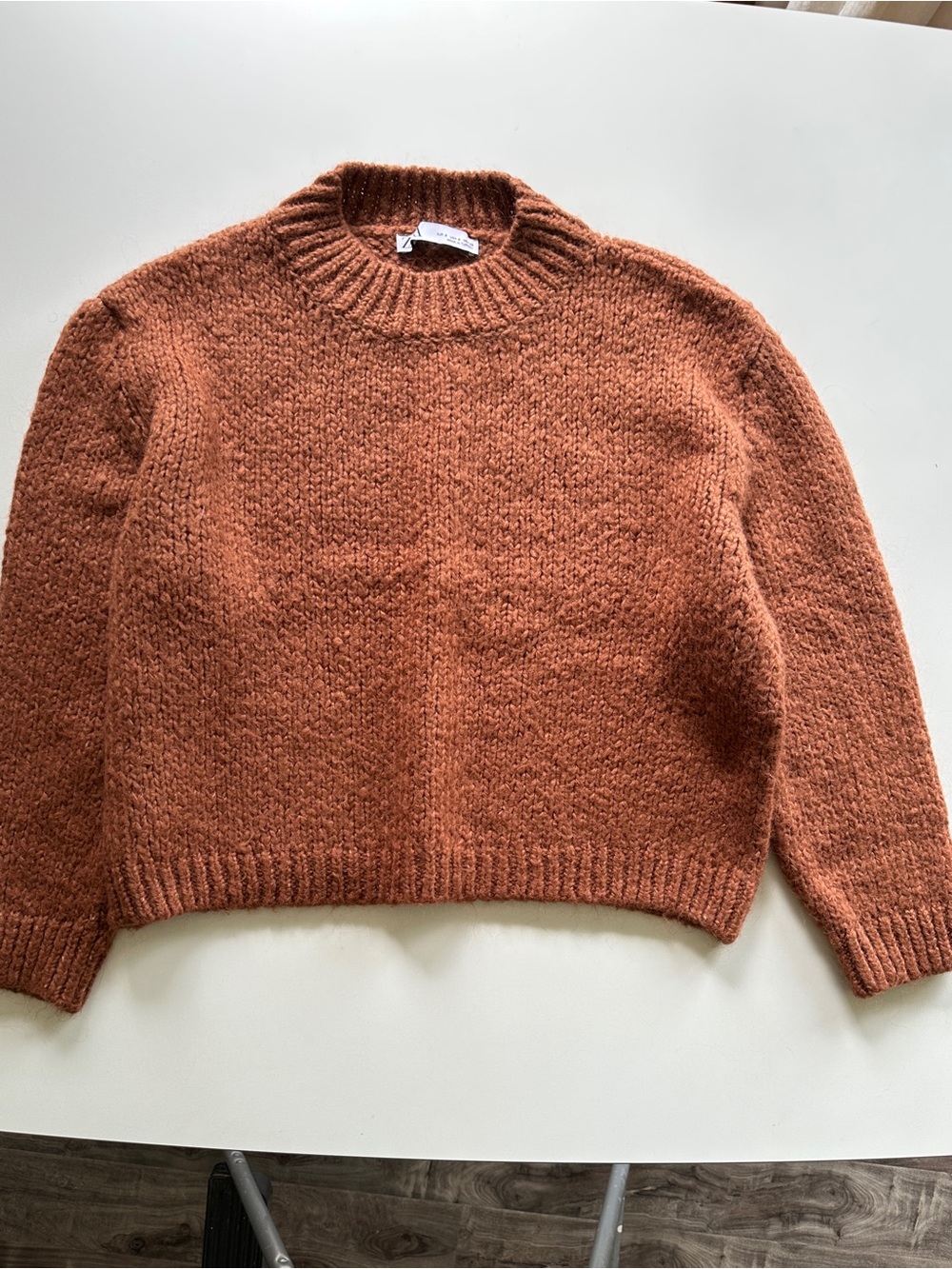 Zara Cozy Boxy Oversized Sweater in Rust Brown - Women's S